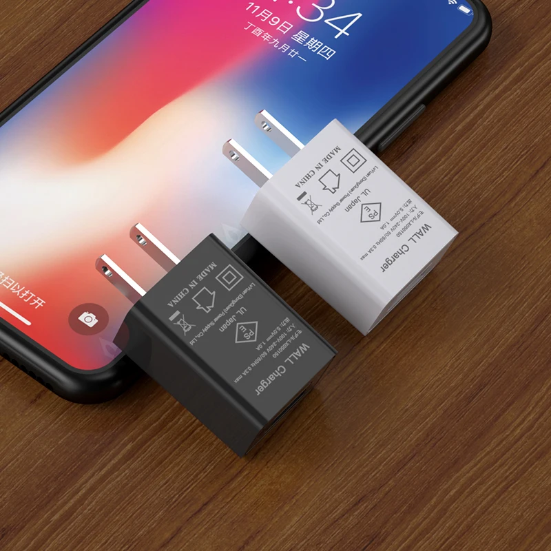 
 Настенное зарядное устройство usb 5 в 1 А 5 в 1 а 1000 мА адаптер питания с вилкой JP & PSE сертификация для смартфонов LX050100  