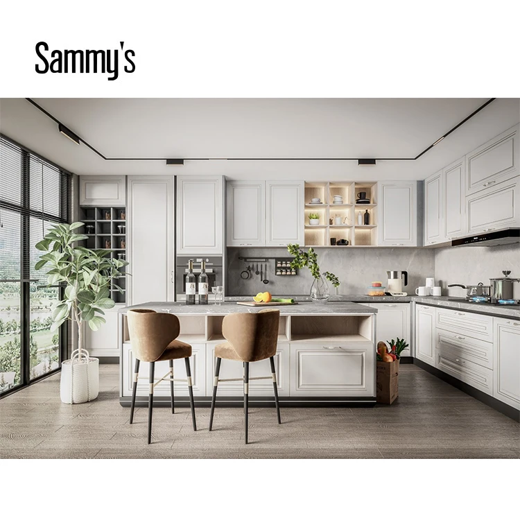 High Quality White Kitchen Cabinet Modern Kitchen Cabinets & Accessories Simple American Style Lacquer Kitchen Cabinet