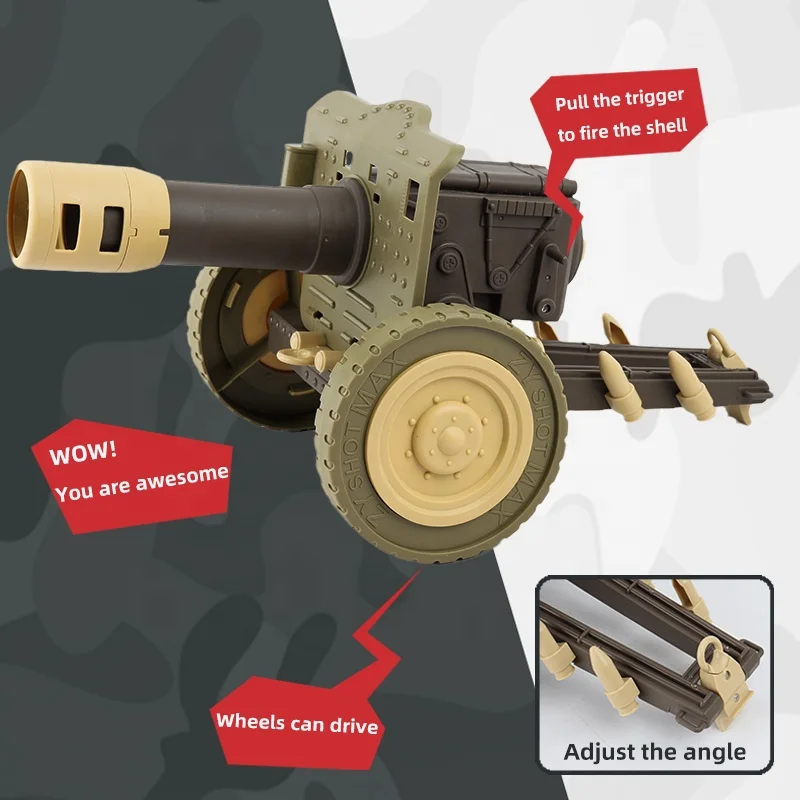 Plastic Air Airsoft Toy Shell Ejecting Shooting Launchers Foam Soft Bullet Tank with 3 Bullets