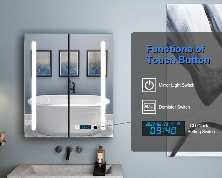 Modern Touch Sensor Switch Led Lock Smart Bathroom Mirror Cabinets With ...