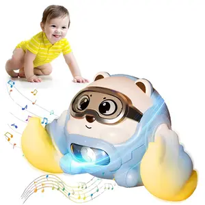 EPT Baby Musical Toys 360° Rolling Bouncing Tummy Time Toys Bear Walking Moving Infants Toy Rolling Baby Toy Crawling Toys