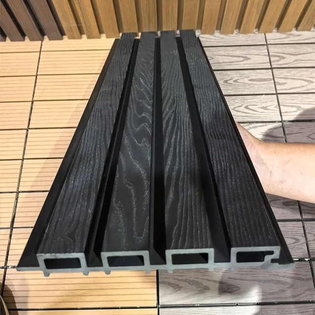 Wholesale Outdoor Paint-Free Board Wall Decoration 3D Wood Plastic Composite Grille Fluted Wpc Wall Panel
