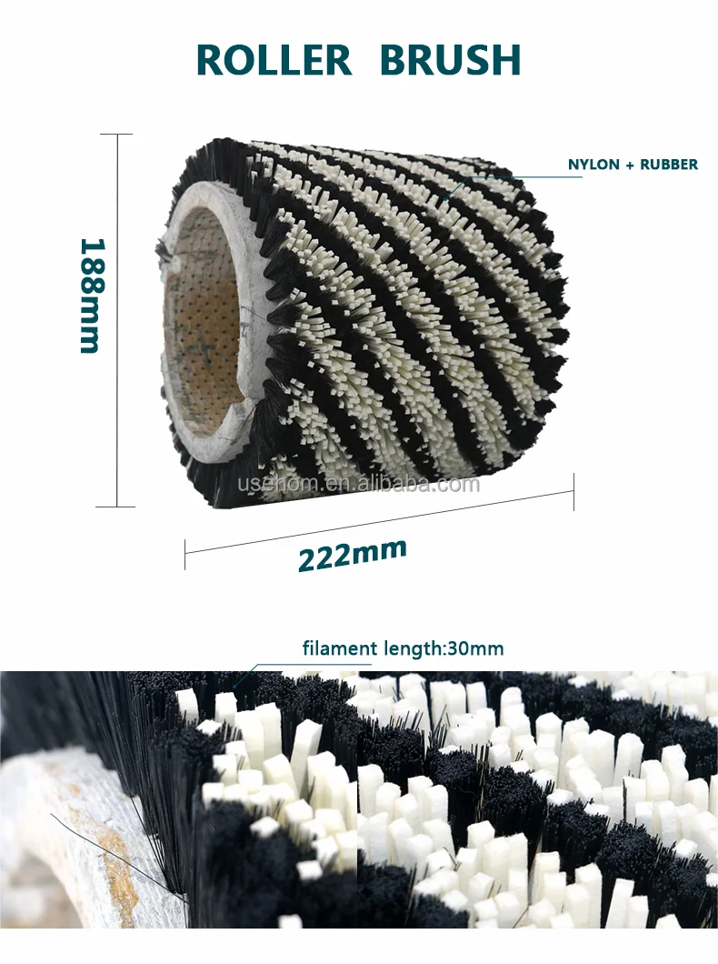 Usehom Industrial Nylon Bristle Roller Cylinder Brush For Cleaning And