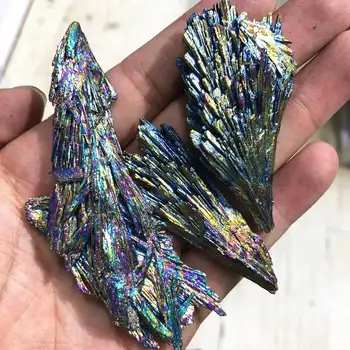 Wholesale natural quartz electroplate black tourmaline peacock feather crystal cluster