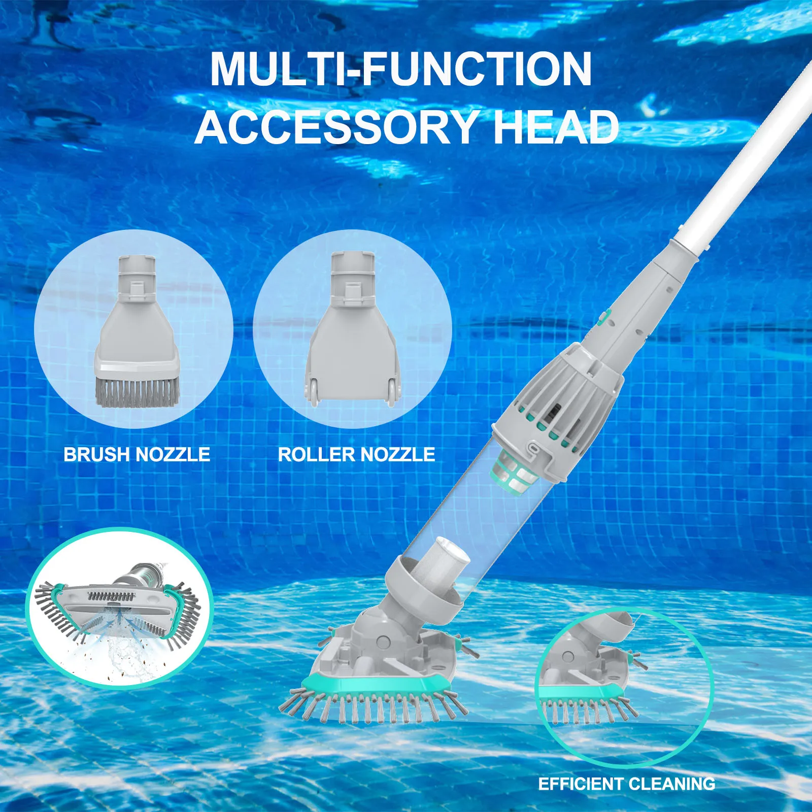 BN30 Handheld Battery Operated Automatic Pool Vacuum Slide Brush for Above Ground Pool Vacuum Cleaner Electric Cleaning Brush