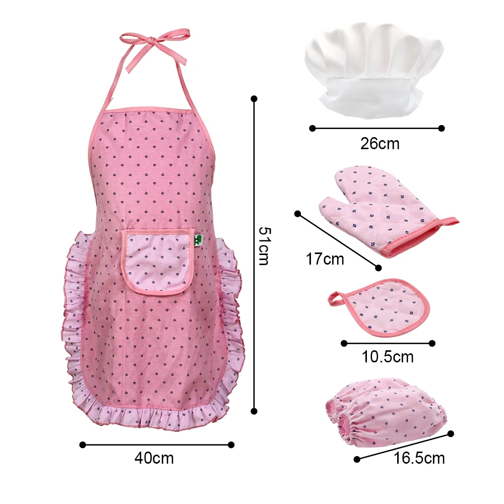 JaxoJoy Kids Cooking And Baking Set - Complete Kids Cooking Set Includes Kids Chef Hat And Apron Mitt Utensils Chef Costume For Kids Dress Up Clothes For Little Girls 3 Year Old Girls 