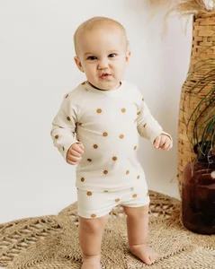 2026 New Children's Swimwear Split Long Sleeve Printed Swimsuit Comfortable Quick Dry Sunscreen Boxer Beachwear for Kids