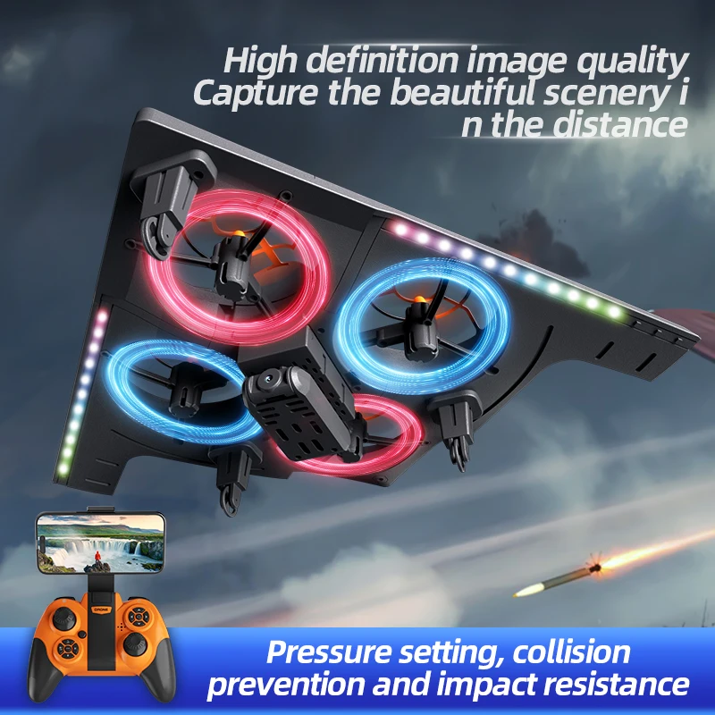 Global Drone GD02 RC Fighter Quadcopter F22 Airplane Jet Plane With LED Light Flying Toys for Kids Model Remote Control Drone