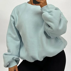 Wholesale Custom Autumn Casual Letter Heavyweight Fleece Embroidered Sports Oversized Crewneck Women's Sweatshirt