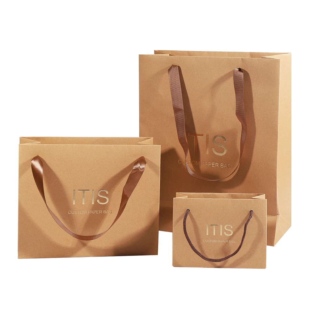 eco friendly custom shopping bags  economical kraft paper packaging with your logo for stores  gifting-3