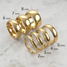 Yellow Gold Domed Wedding Band | 2mm - 8mm Gold Ring | Classic Dome Comfort Fit Wedding Band | Men and Women's Engraved Ring
