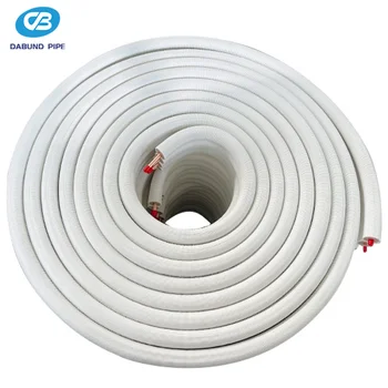1/4+3/8 Inch Mini Split System White PE Insulated Copper Pipe Line Set for Air Conditioning Air Conditioner Parts
