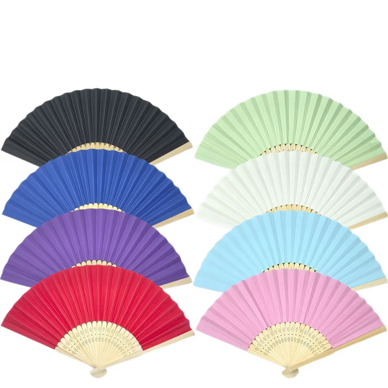 Colorful DIY Paper Fan Bamboo Bone Blank Fan Chinese Style Handmade Folding Fan Student Painting Fan Customized Logo preview 5