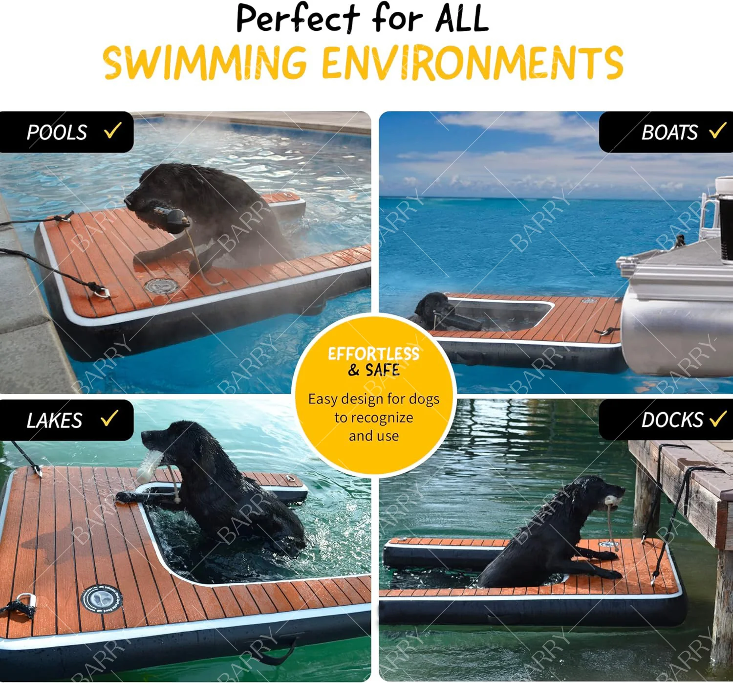Durable Safe and Easy Access to Water for Dogs Swim Pools Lakes and Beaches Inflatable Floating Dog Ramp for Dock Pontoon Boat