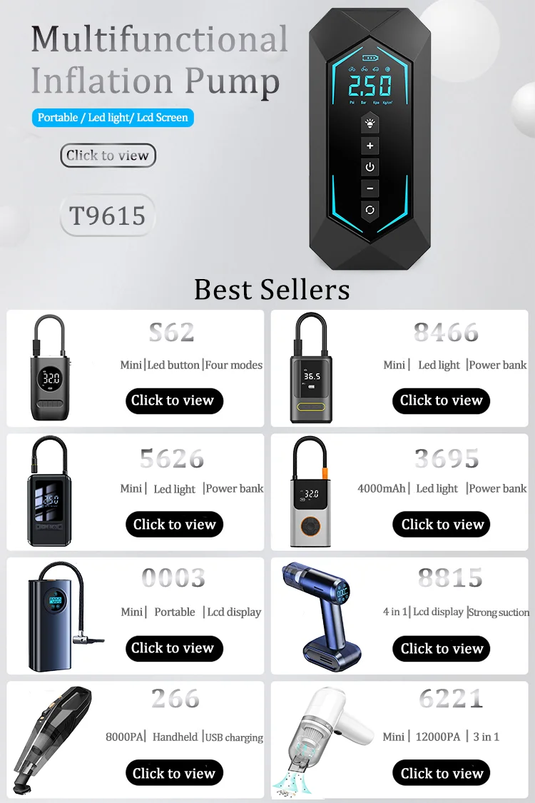 Handheld Tyre Sealer Inflator Small Portable Mini Silent Metal Electric Digital Tire Air