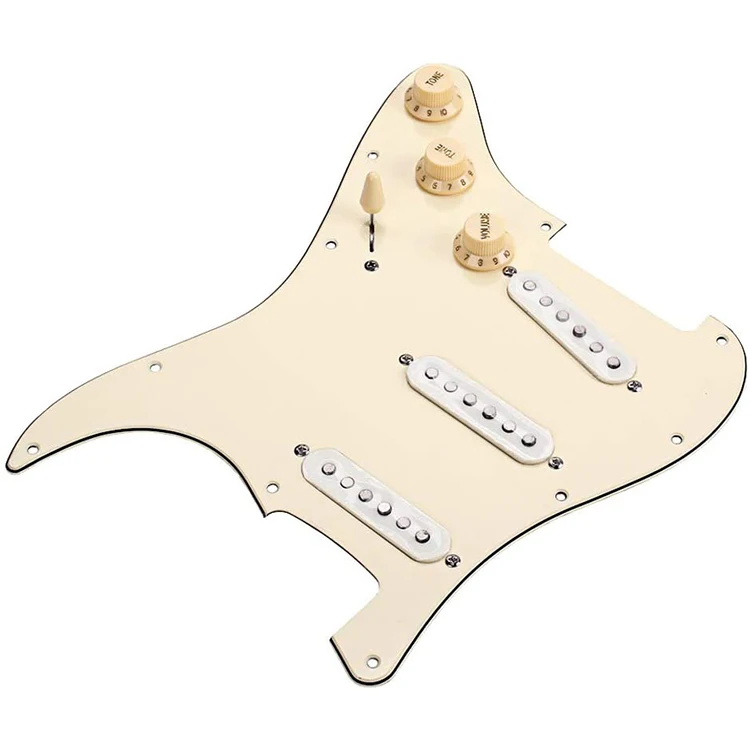 3Ply-CREAM Loaded Scratch Plate Guard Shield Electric ST Guitar Pickguard with Alnico Pickups