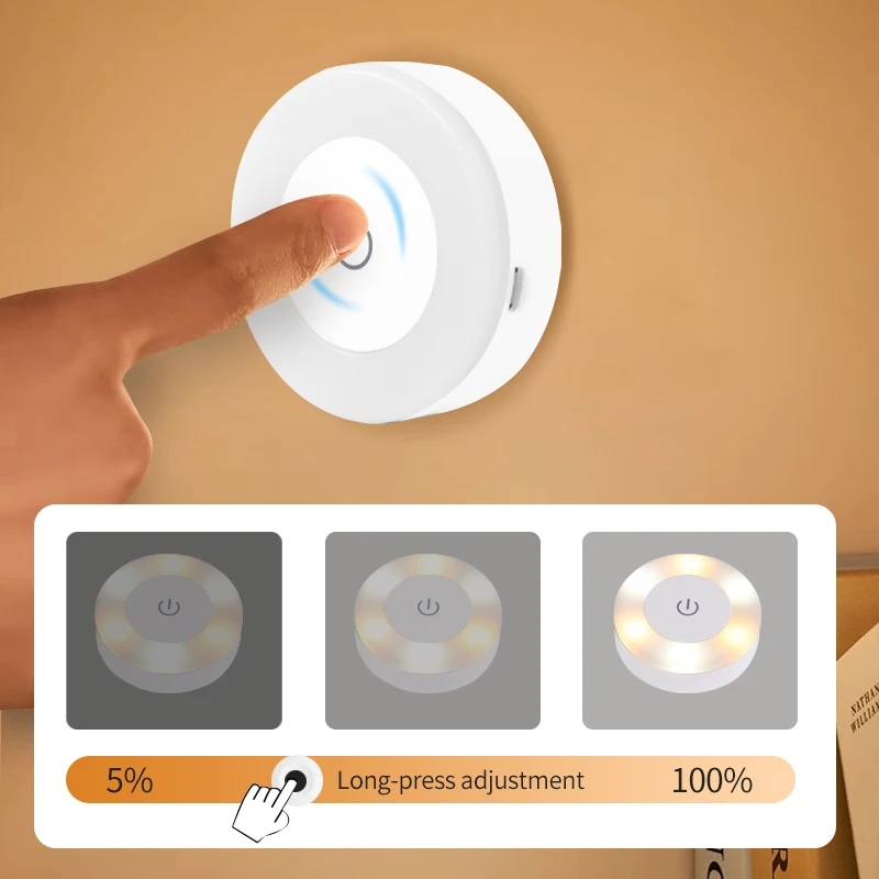 Rechargeable LED Night Light Motion Sensor Kids Lamp with Magnetic Touch Wall Mounted Cabinet Light for Indoor Use for Kitchen