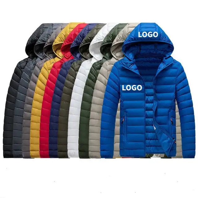 Custom Logo Ultra-warm Duck Down Jacket Lightweight Multi Color Waterproof Men's Slim Fit Hooded Winter Jacket