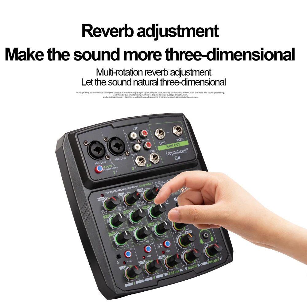 Depusheng C4 Multifunctional Computer Mobile Phone Recording Live 4 Channel Mini Audio Mixer