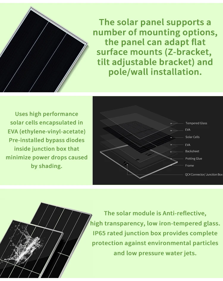 ESG Outdoor Use 540w 545w 550w 555w Solar Panel Black Solar Energy Panel Solar Panels Shingled