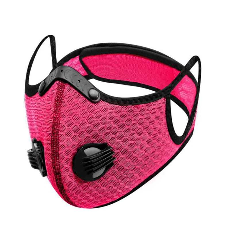 Black face mask with ventilation valve breathable mesh neoprene soft sport face cover