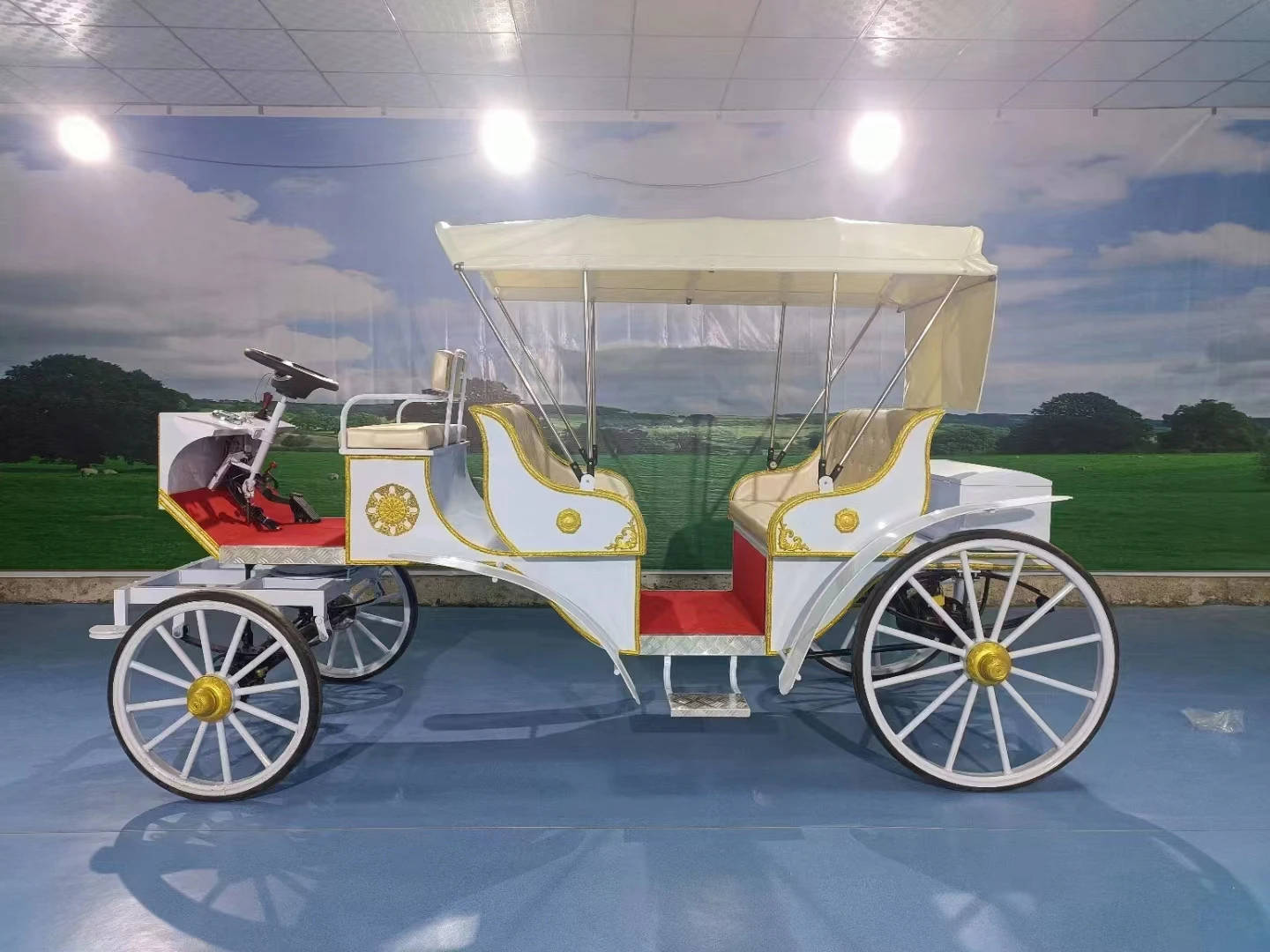 Factory Price Sightseeing Horse Carriage Wagon Princess Wedding Horse Cart Marathon Victoria