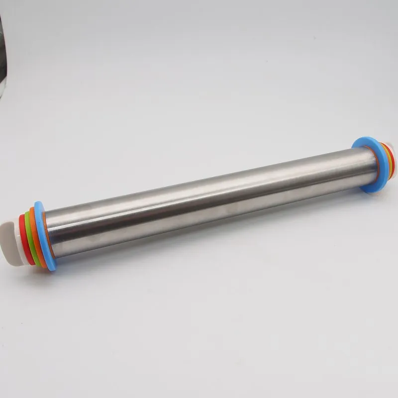 
17 дюймов, кухонные инструменты, пищевой Регулируемый ролик из нержавеющей стали, булавка для выпечки печенья, кондитерский ролик для теста 