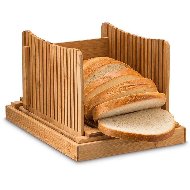 High Quality Bamboo Bread Slicer for Homemade Bread Use Family Gift  with Adjustable Width Bread Slicing Guides