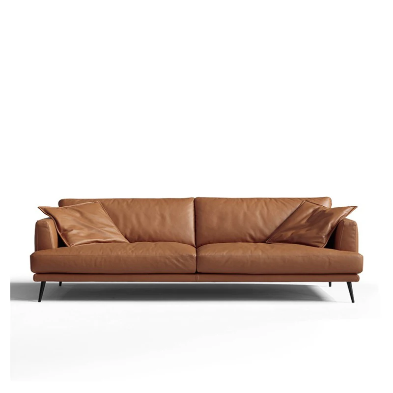 Modern Minimalist Leather Sofa Combination Living Room Italian Leather ...