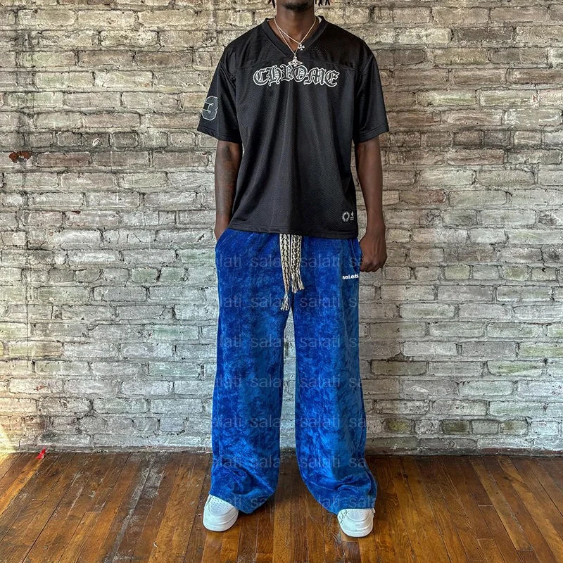 Custom Streetwear Baggy Sweatpants Blank Heavy Cotton Polyester Oversized Wide Leg Track Corduroy Jogger Flared Sweat Pants Men gallery 2