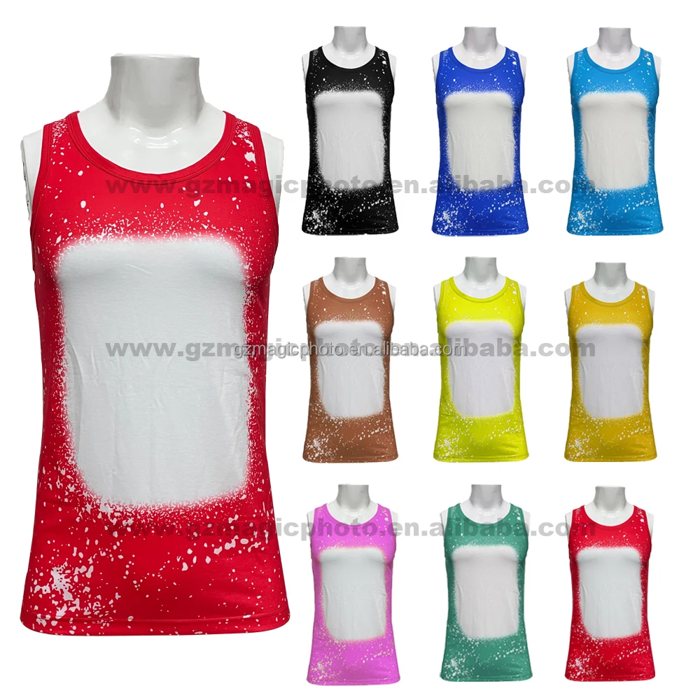 American True Sizes Sublimation Bleached Tank Top Polyester Faux Bleach Tanks Buy Sublimation