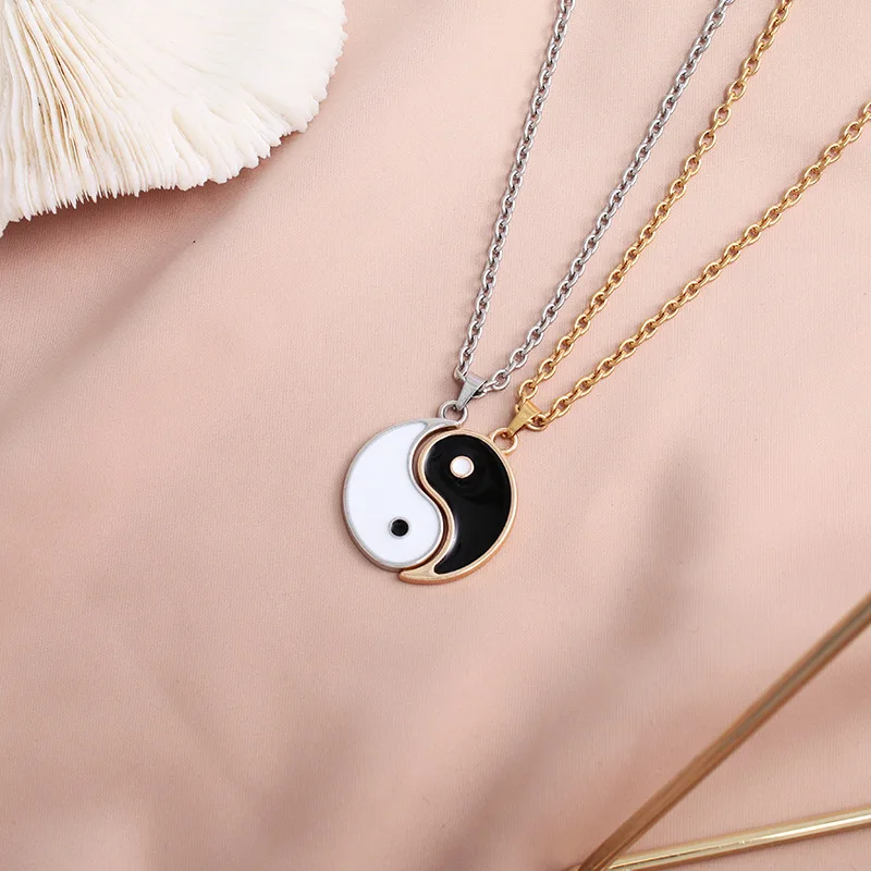 Yin Yang Tai Chi Paired Couple Necklace Adjustable Stylish