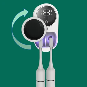 Automatic UV Wave Smart Toothbrush Sterilizer Wall-Mount Plastic Toothbrush Holder with Auto Open Cover Convenient Hand Cleaning