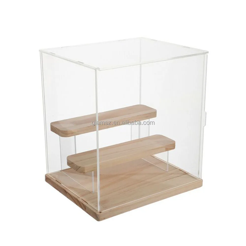 Présentoir étagère En Bois Et Acrylique - 1 à 5 Niveaux (taille 20 Cm) - Pour Rangement Déco, Cosmétiques, Collection - 13