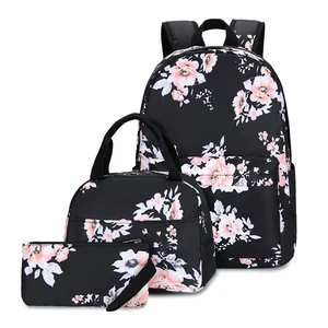 High Quality Custom Logo School Backpack with Lunch Box Durable Sac Ados Bag Set for Kids Featuring Nylon and Polyester Lining