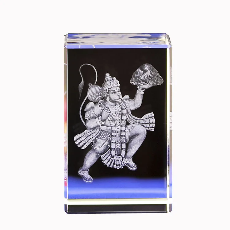 Wholesale Factory Crystal Crystal Crafts Hanuman Hindu Gods Custom 3d Laser Glass Paperweight