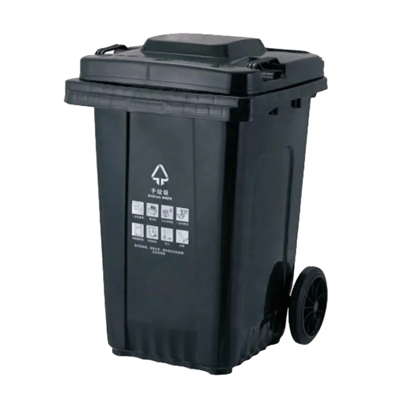 China Dustbin 80L Mobile Garbage Container Plastic Trash Can 80 Liter Waste Bin With Wheels