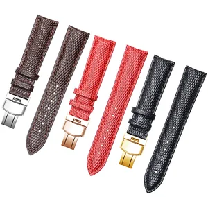 OEM Custom Leather Strap Lizard Pattern Calfskin Strap Butterfly Buckle Watch Accessories 14/15/16/17/18/19/20/22 mm Watch Strap