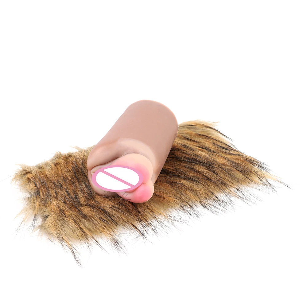 GEEBA Silicone Male Masturbator with Hairy Realistic Vagina Pocket Pussy Adult Sex Toys for Men
