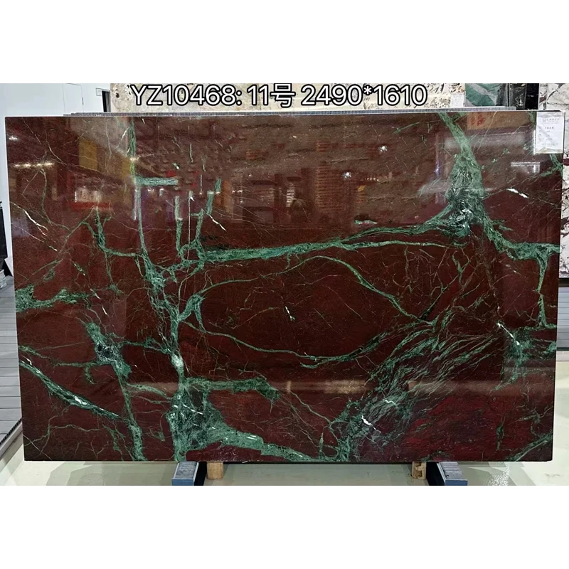 Panel mural moderno y lujoso en mármol natural, azulejos en mármol rojo y verde para interiores, hotel, villa, baño, cocina y suelos