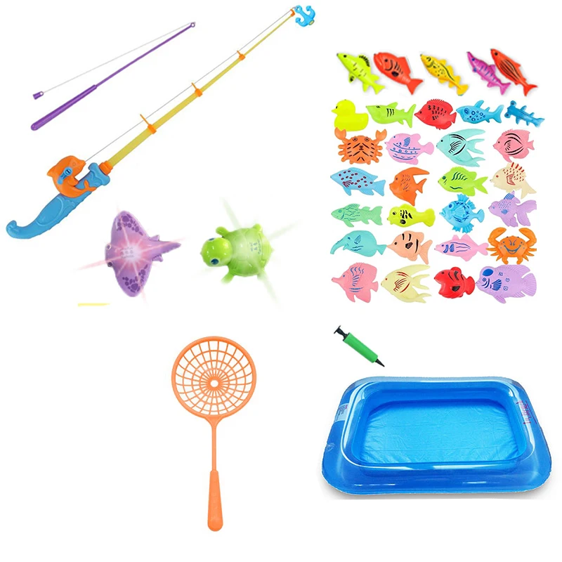 20pcs Baby Educational Fish Game Magnetic Fishing Rod Fish Model Pretend Toy 