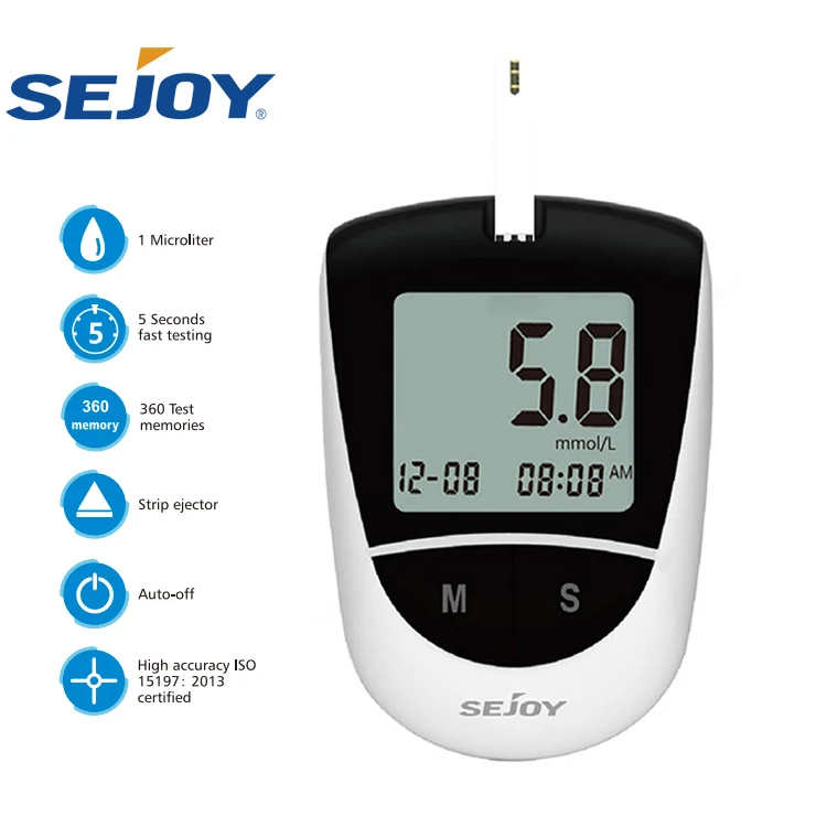 Sejoy New Blood Sugar test Machine Prices Diabetic Travel case Code Free Glucometer