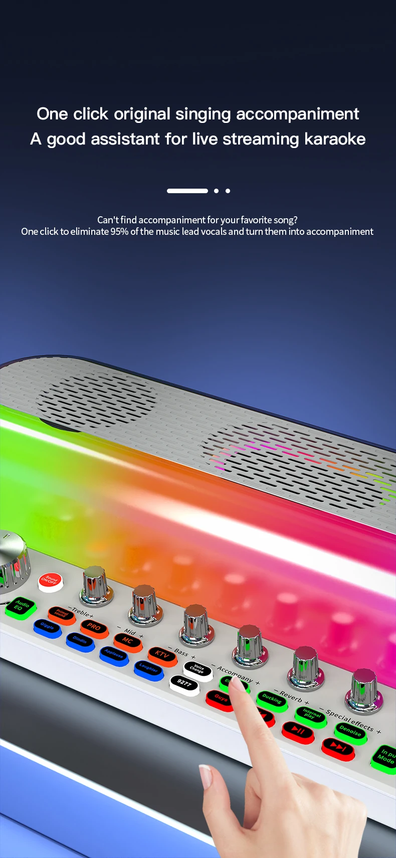 Soundcard Audio Mixer Box Music Microphone for Karaoke Machine Set Podcast for Studio Recording