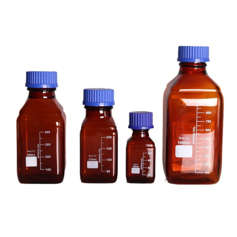 Lab 100ml 250ml 500ml 1000ml Square High Borosilicate Gl45 Screw Cap ...