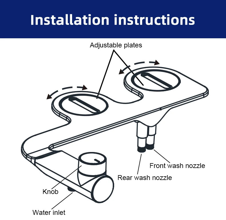 Simple Slim Dual Nozzle Bidet Attachment With Nozzle Self-cleaning, Hot Selling Non Electric Shattaf Bidet Toilet Seat manufacture