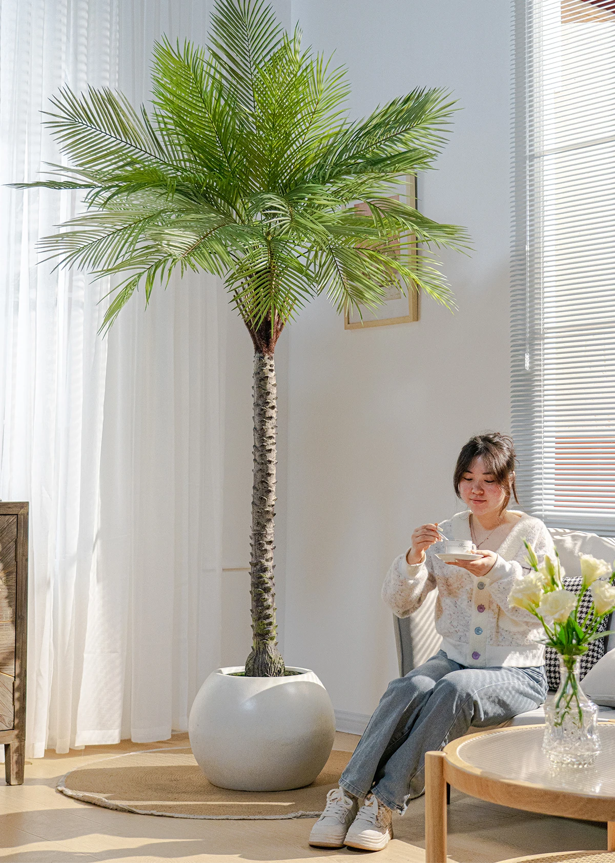 Coconut tree Palm tree 180cm/220cm/250cm/280cm stimulation indoor/outdoor hotel decorative artificial plants supplier