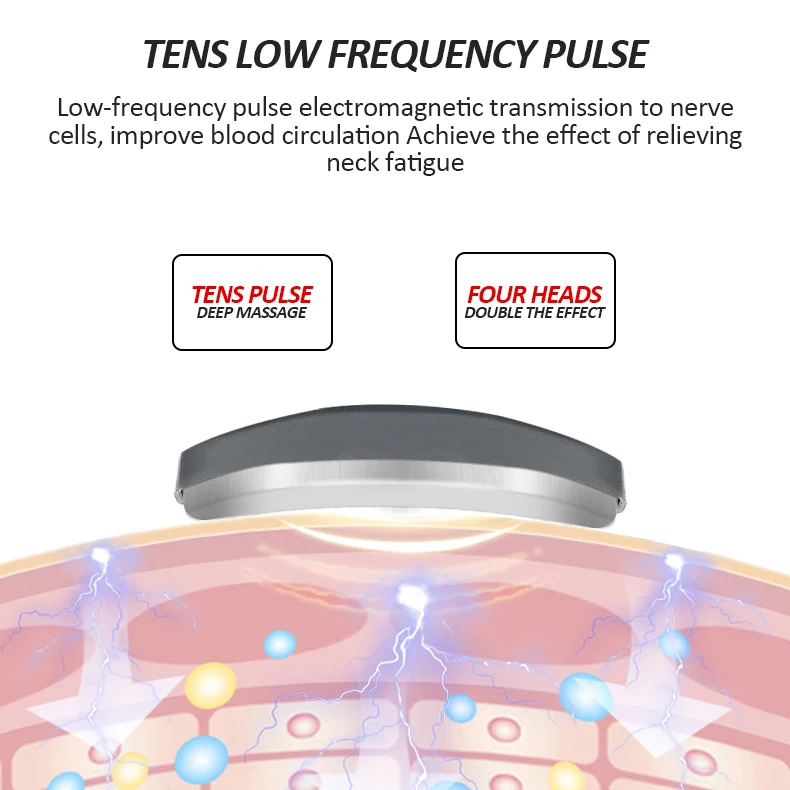 Multi Functional  Four Heads Tens Low Frequency Pulses Neck Massager