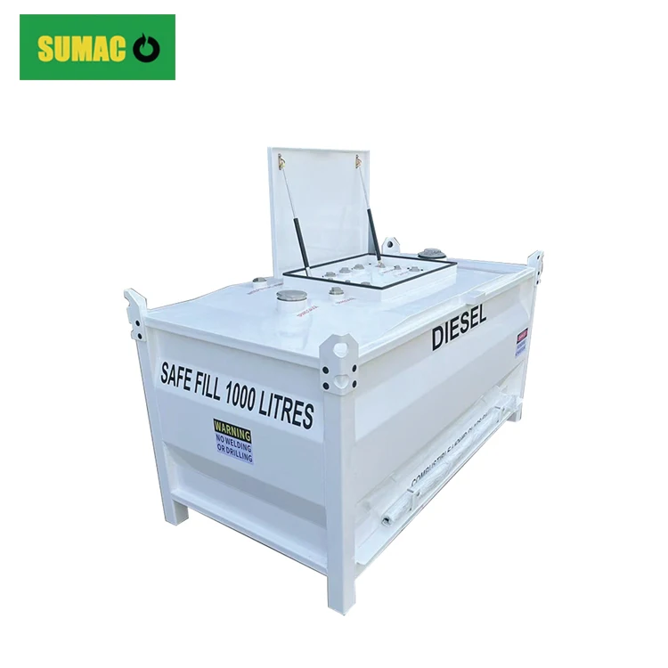 Sumac 1500L-2500L Portable Carbon Steel Double Wall Powder Coated Self Bunded Diesel/Gasoline Motor Oil Storage Tank Long