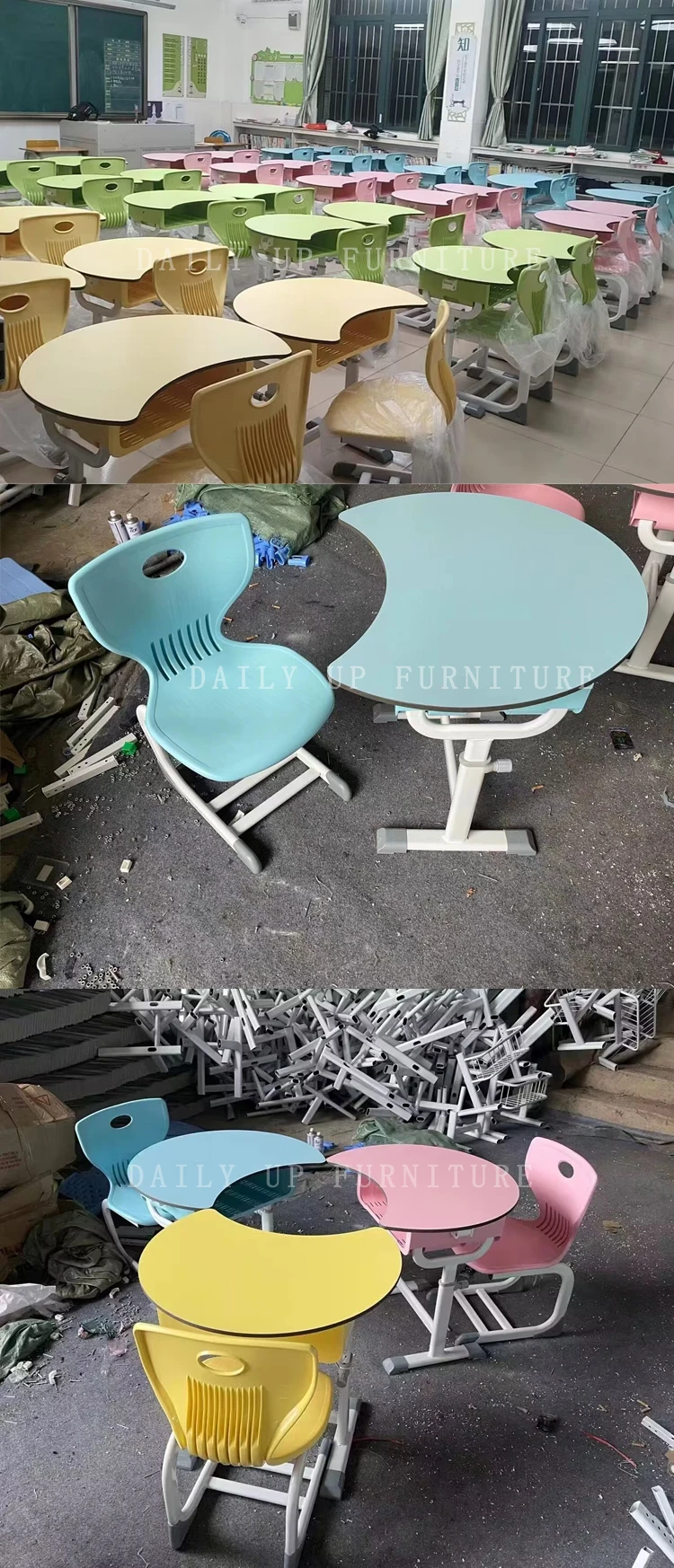 Single Seat study table and Chair hand crank desk Adjustable Standing school Desk