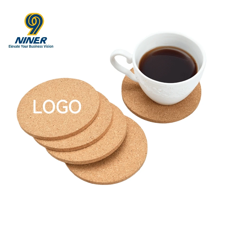 Wholesale Custom 10x10x0.5cm Thin Rounded Edge Cork Coasters Bulk Pads and Glass Protection Pads